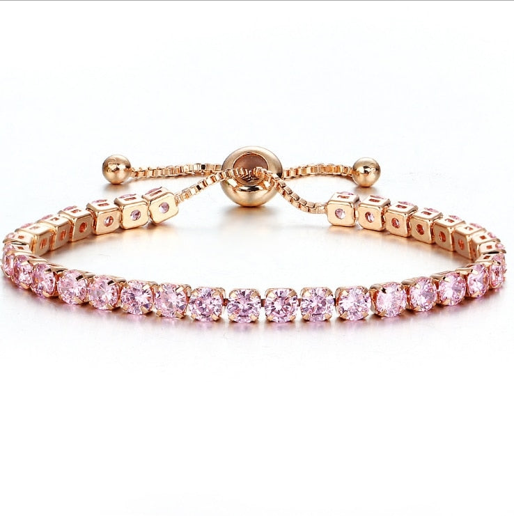Bestie Bracelets - Luxury 4mm Cubic Zirconia Tennis Bracelets Iced Out Chain Crystal Wedding Bracelet For Women Men Gold Color Bracelet